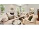 Cozy living room with plush furnishings, fireplace, and views to the backyard at 5940 Plantation Dr, Roswell, GA 30075