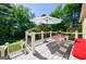 Inviting back deck with table, umbrella, and views of a lush backyard with mature trees at 381 Cherokee Se Ave, Atlanta, GA 30312