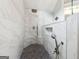 Luxurious shower with marble-look tile, mosaic floor, built-in niche, and rain shower head at 151 Overhill Point, Alpharetta, GA 30005