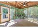 Screened in porch with a ceiling fan and view of the surrounding nature at 235 Ashley Forest Dr, Fayetteville, GA 30214