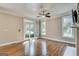 Inviting living room featuring hardwood floors and french doors at 3641 Ridge Towne Dr, Duluth, GA 30096