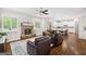 Spacious living room featuring a stone fireplace, hardwood floors, and open floor plan at 1596 Fearn Ne Cir, Brookhaven, GA 30319