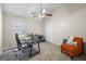 Inviting bedroom featuring a vaulted ceiling, a ceiling fan, and neutral décor at 3842 Monticello St, Douglasville, GA 30135