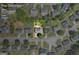 Aerial view showing plat overview of 3842 Monticello St with lot lines, landscaping, and home at 3842 Monticello St, Douglasville, GA 30135
