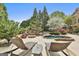 Lush backyard with custom pool, seating, and fire pit at 113 Regents Sq, Peachtree City, GA 30269