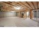 Unfinished basement with exposed insulation and concrete floors at 3950 Chattahoochee Rd, Cumming, GA 30041