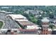 Overhead shot of Ponce City Market showcasing its structure, surrounding parking, and Atlanta skyline backdrop at 818 Springdale Ne Rd, Atlanta, GA 30306