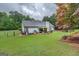 Aerial view of backyard with covered patio area and well-maintained lawn at 160 Laurel Ln, Social Circle, GA 30025