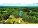 An aerial view of a home surrounded by tall, lush trees with a location pin at 6830 Peeksville Rd, Mcdonough, GA 30252