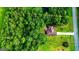 Aerial view of a house surrounded by large trees, and a well-manicured lawn at 6830 Peeksville Rd, Mcdonough, GA 30252