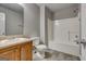 Clean bathroom with a single vanity and shower-tub combo at 1600 Coal Shovel Ne Trl, Conyers, GA 30013