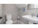 Powder room featuring pedestal sink and black and white checkered flooring at 345 Kerrith Dr, Stockbridge, GA 30281
