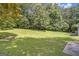 Expansive grassy backyard surrounded by mature trees, perfect for outdoor activities and relaxation at 345 Kerrith Drive Dr, Stockbridge, GA 30281