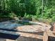 Backyard featuring a private in-ground pool surrounded by decorative stone and lush landscaping at 205 Avon Dr, Fayetteville, GA 30215