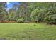 Spacious backyard featuring a well-maintained lawn and surrounded by a wooden fence and mature trees at 107 Jennings Yard, Peachtree City, GA 30269