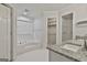 Bathroom with separate shower, tub and granite counter at 107 Jennings Yard, Peachtree City, GA 30269