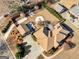 Aerial view of a home with a beautiful backyard including a fire pit and outdoor kitchen at 200 Magnolia Ct, Mcdonough, GA 30252