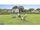 Spacious backyard with a fire pit surrounded by chairs and a fenced perimeter at 125 Drennan Dr, Fayetteville, GA 30215