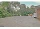 Large asphalt driveway and parking area, surrounded by trees and greenery, with a small shed in the distance at 550 Hawthorne Dr, Fayetteville, GA 30214