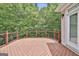 Inviting back deck with wood railing overlooks lush green space, perfect for relaxing outdoors at 133 Sea Island Dr, Peachtree City, GA 30269