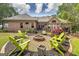 Inviting backyard area featuring a fire pit and green Adirondack chairs. Relax and enjoy the outdoor space! at 715 Branchview Ct, Mcdonough, GA 30252