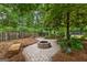 Cozy outdoor fire pit surrounded by lush landscaping, offering a warm and inviting atmosphere at 134 Mellington Ln, Peachtree City, GA 30269