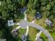 Bird's eye view of a neighborhood showcasing manicured lawns and mature trees at 1612 Cagle Ct, Lawrenceville, GA 30045