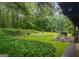 Expansive backyard featuring a lush lawn, mature trees, and ample space for recreation, creating a private and serene outdoor oasis at 69 Trace Ct, Stockbridge, GA 30281