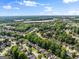 Panoramic aerial view of a residential neighborhood boasting mature trees and a commercial area in the distance at 1504 Oglethorpe Dr, Suwanee, GA 30024
