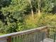 Enjoy the expansive, tree-lined backyard from the wood-railed deck at 7138 Rockland Rd, Lithonia, GA 30038