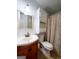 This bathroom features a single vanity and a shower and bath combination at 1753 Brenda Dr, Jonesboro, GA 30236