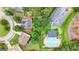 Aerial view of neighborhood and home showing community pool and adjacent parking at 2009 Parador Aly, Mcdonough, GA 30253