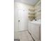 Well-equipped laundry area with modern washer and dryer next to the door at 100 Clydesdale Ct, Tyrone, GA 30290