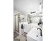 Bathroom showcases dual sink vanity, framed mirror, and gold framed shower at 10 Stagg Trce, Social Circle, GA 30025