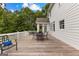 Relaxing outdoor deck with a dining table and chairs overlooking the lush backyard at 607 Lees Mill Rd, Fayetteville, GA 30214