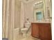Clean, well-maintained secondary bathroom featuring a shower-tub combination and a modern vanity at 105 Avonwood Cir, Locust Grove, GA 30248