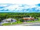 Expansive aerial view showcasing the building, lush green surroundings, and convenient parking at 329 Royal Crescent Way, Stockbridge, GA 30281