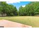Large backyard with mature trees and partial fencing at 355 Sturgess Run, Sharpsburg, GA 30277