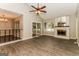 Spacious living room featuring vaulted ceilings, fireplace, and natural light at 2624 Windridge Dr, Acworth, GA 30102