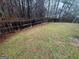 View of the backyard featuring a partial wooden fence, offering privacy at 165 Lakeside Pt, Covington, GA 30016