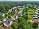 A panoramic aerial view of a neighborhood with lush trees, showcasing a home in its community setting at 1132 Hargrove Ct, Locust Grove, GA 30248