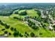 Aerial view of the golf course and residential community, highlighting scenic fairways and greens with homes nearby at 1132 Hargrove Ct, Locust Grove, GA 30248