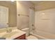Classic bathroom with vanity, toilet, and shower-tub combo at 1132 Hargrove Ct, Locust Grove, GA 30248