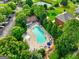Aerial view of a sparkling community pool and sundeck area, perfect for relaxing and socializing at 1132 Hargrove Ct, Locust Grove, GA 30248