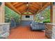 Outdoor patio with covered swing seating and a mounted television perfect for entertaining at 4030 River Ridge Chase Se, Marietta, GA 30067