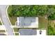 Aerial view of the home showing the roof, driveway, and surrounding trees at 100 Rabbits Run, Fayetteville, GA 30214