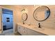 Bright bathroom features double vanity, modern fixtures, and tiled shower at 100 Rabbits Run, Fayetteville, GA 30214