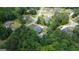 Aerial view of luxury home and pool, surrounded by a lush canopy of green trees in a quiet neighborhood at 265 Beverly Farms Dr, Sharpsburg, GA 30277