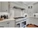 Close up on kitchen featuring stainless steel stove and hood at 265 Beverly Farms Dr, Sharpsburg, GA 30277