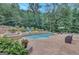 Inviting backyard pool and spa area surrounded by lush landscaping and featuring a basketball hoop at 265 Beverly Farms Dr, Sharpsburg, GA 30277